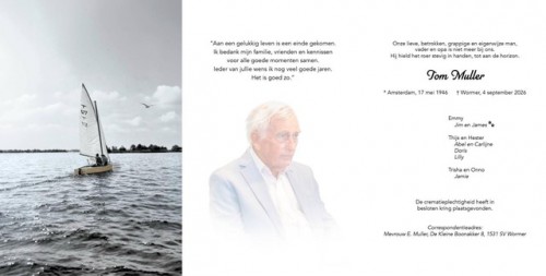 Rouwkaart Tom Muller